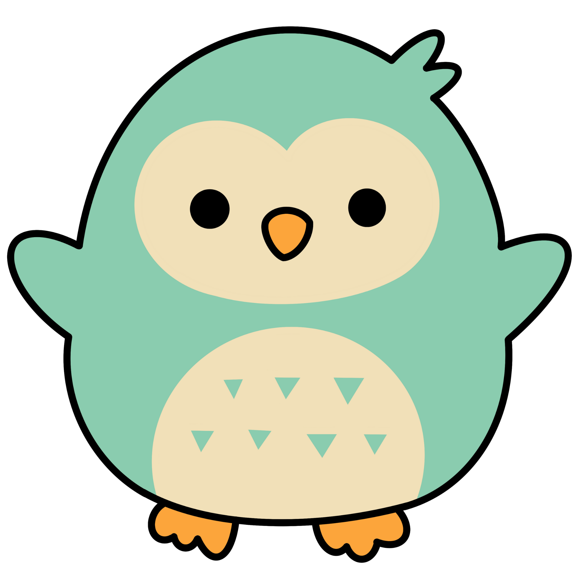 Mint Owl Kawaii Plushie Cross-Stitch Pattern
